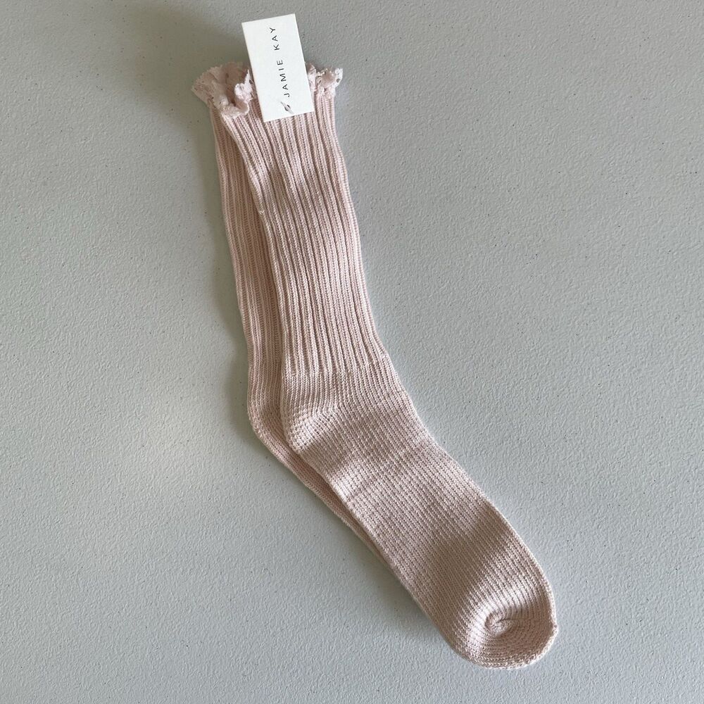 Jamie Kay Knit Frill Socks Light Pink Girls Size Medium NEW